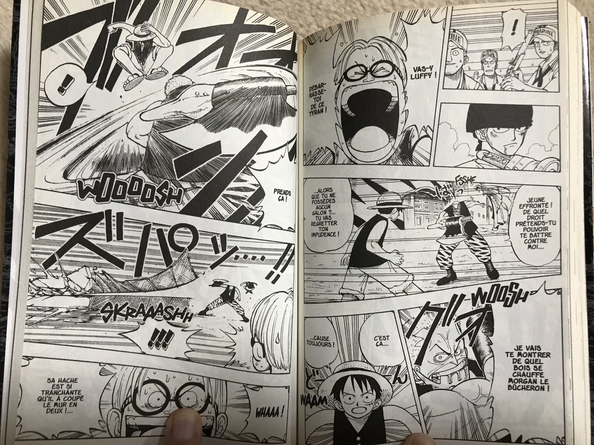 サイガ 下手のメイド好き Di Twitter フランス版のone Piece 効果音や書き文字は消せないので 出来る限り雰囲気を近付けて似たニュアンスの言葉を加えてある 日本語の どん は向こうだと Wam らしい 吹き出しってだいたい日本語の縦表記に合わせてある サイガ 下手のメイド好き Di Twitter フランス版のone Piece 効果音や書き文字は消せないので 出来る限り雰囲気を近付けて似たニュアンスの言葉を加えてある 日本語の どん は向こうだと Wam らしい 吹き出しってだいたい日本語の縦表記に合わせてある