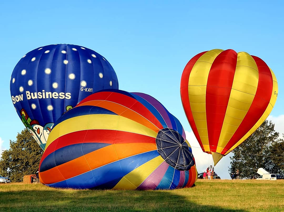 3_Baskervilles's tweet photo. We haven't tweeted for a while but a friend told us @PeakFM are looking for Ballon Spotters at Chatsworth Country Fair! Today was Bess and Daisy's very first experience of #HotAirBalloons over #Chatsworth 

#PeakFM https://t.co/EWyQCUzmVs