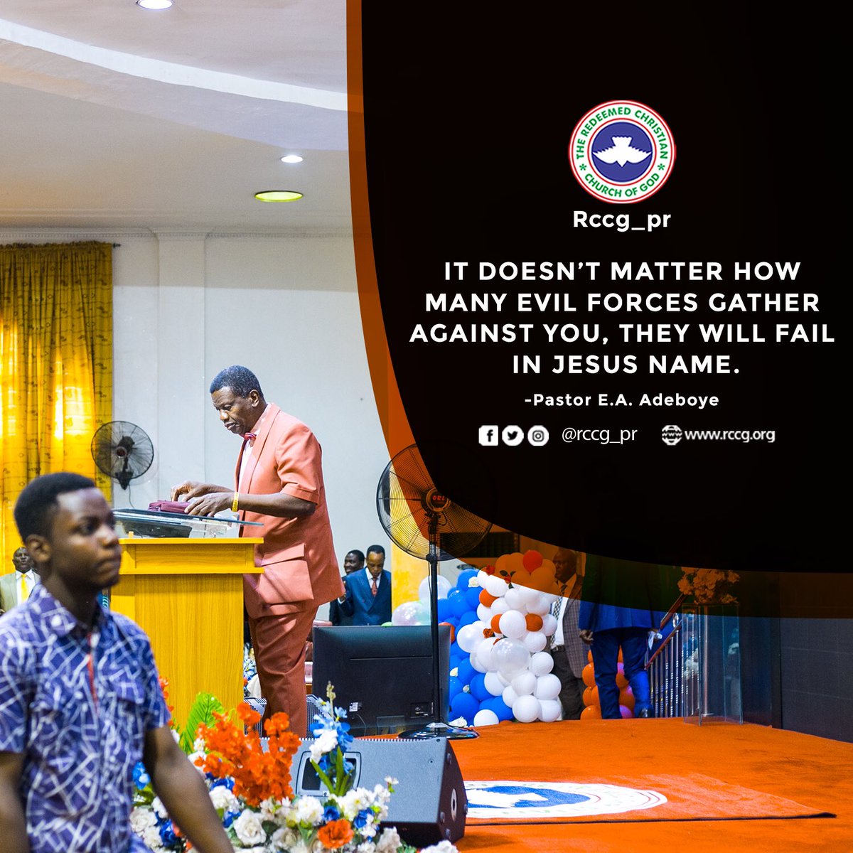 RCCG_PR's tweet photo. It doesnโt matter how many evil forces gather against you, they will fail in Jesus Name.
- @PastorEAAdeboye
#OurStrengthAndShield
September 2019 Thanksgiving Service https://t.co/Ndhmh7Kyce