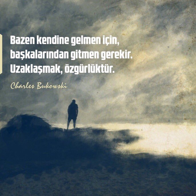 Kitapcumlelerii's tweet photo. Bazen kendine gelmen için, başkalarından gitmen gerekir.
Uzaklaşmak, özgürlüktür.

Bukowski https://t.co/XFB7a67x0z