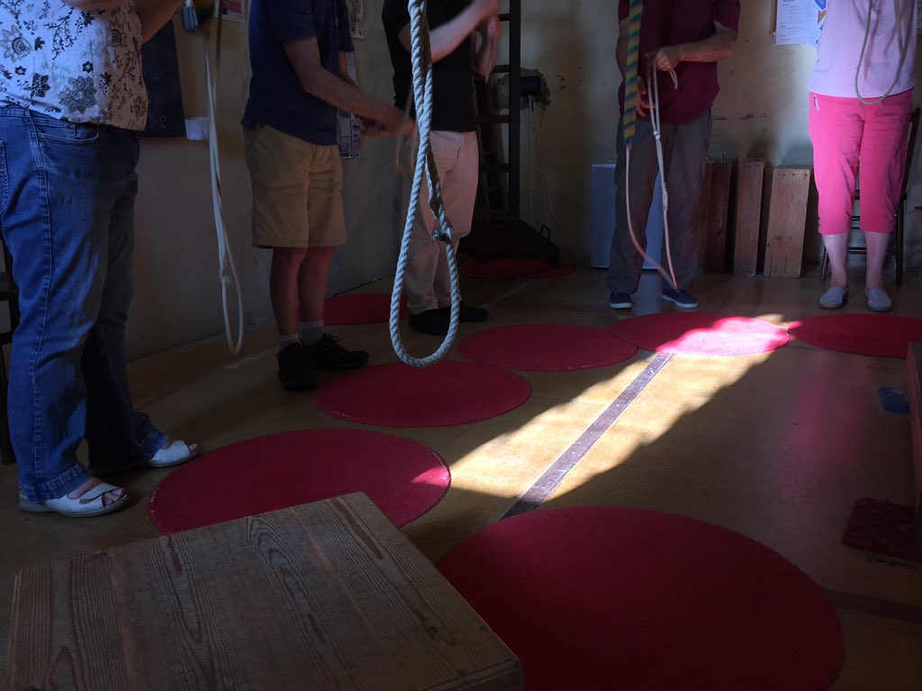 KingstonRingers's tweet photo. Lots of people away for the summer but we had 9 in the tower for morning service ringing @AllSaintsK. Lots of #callchanges and attempts at Grandsire Triples and Cambridge minor. Lovely light! https://t.co/uwD0eYUXAD