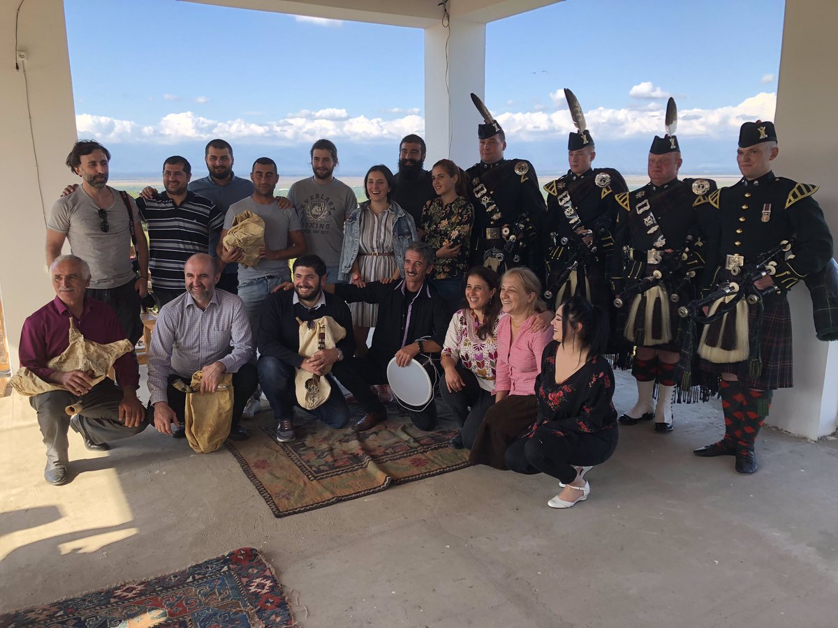 Real celebration of shared culture and heritage as Scottish and Georgian musicians come together in Sighnaghi #Georgia and fill the air with sounds of bagpipes and gudastviri - გუდასტვირი 

#HeritageisGREAT #MusicisGREAT