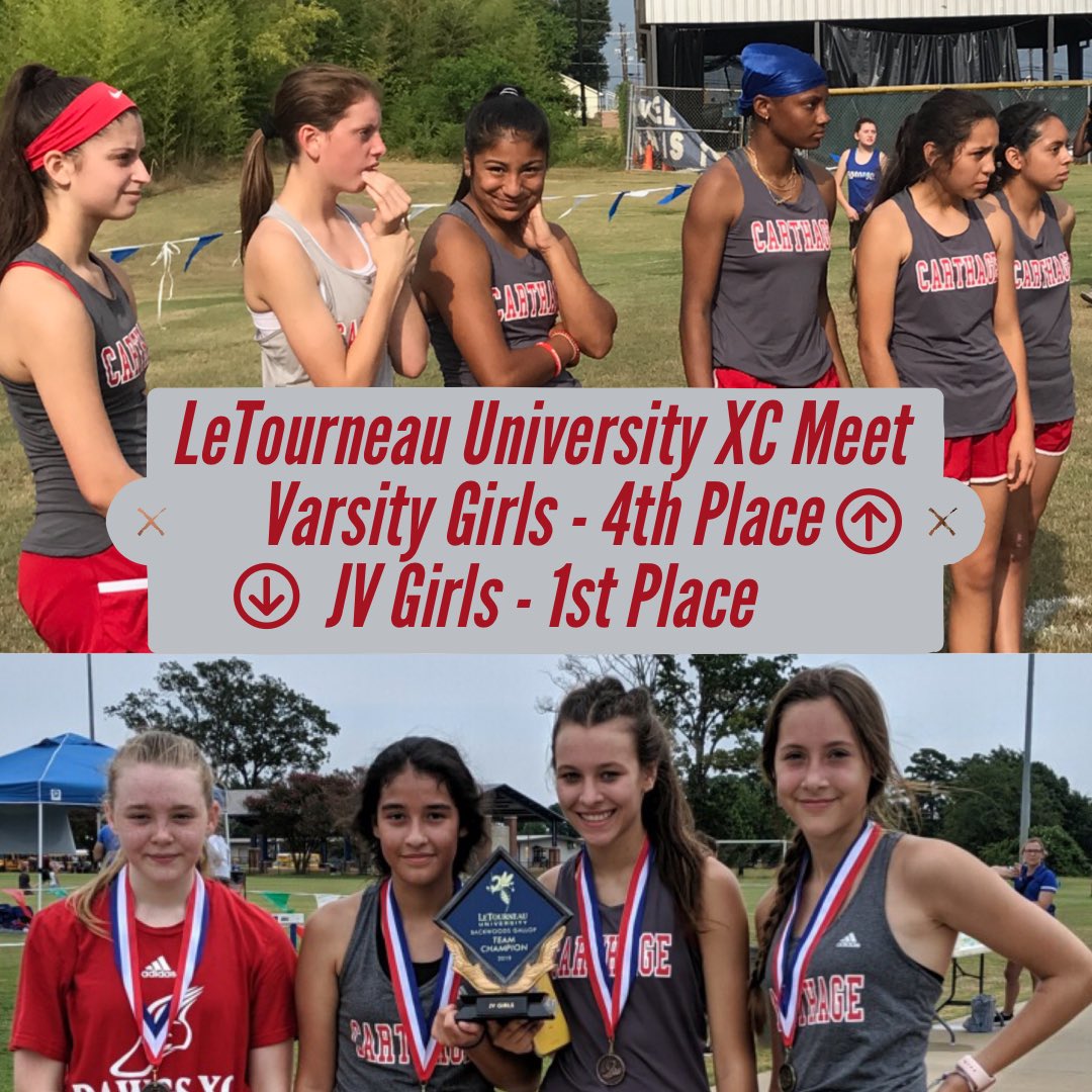 carthagedawgs's tweet photo. Congrats to our Bulldog Cross Country teams for their performance in the LeTourneau meet yesterday. JV Boys &amp; JV Girls took home 1st place. The Varsity Boys placed 3rd and Varsity Girls placed 4th. Go Dawgs! #runlikeadawg🐾 https://t.co/LyhQjeeYov