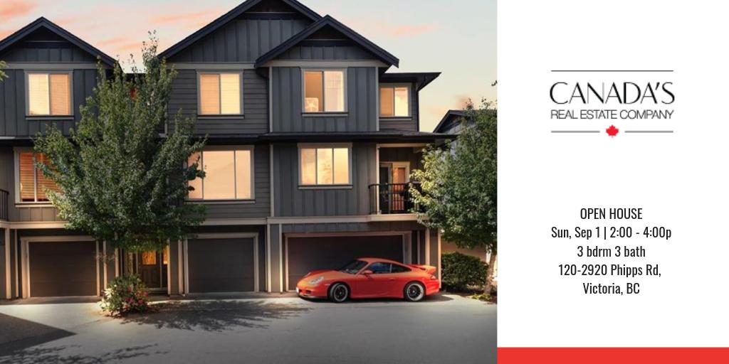 rlpvic's tweet photo. OPEN HOUSE | Sun, Sep 1 2:00 - 4:00p | 3 bdrm 3 bath
120-2920 Phipps Rd, Victoria, BC
#yyjrealestate #RLPVictoria https://t.co/dU3cPTDMaL https://t.co/PTImx1ni9N
