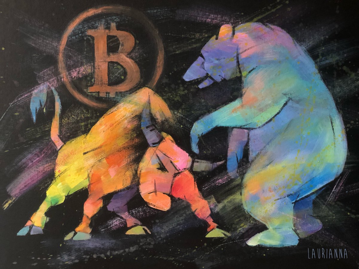 FomoHuntMarket's tweet photo. Guess what just got listed on the FomoHunt Market! 🙊

Bull &amp; Bear by @Laurianna90 😯🙌

Buy this one of kind painting today at ⤵️
https://t.co/jCDsmdPqf6

#PayWithCrypto 🔥 https://t.co/ErCEegTpRD