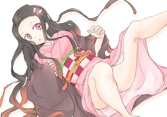 橙野さんがTwitterに投稿した竈門禰豆子(鬼滅の刃)のイラスト。