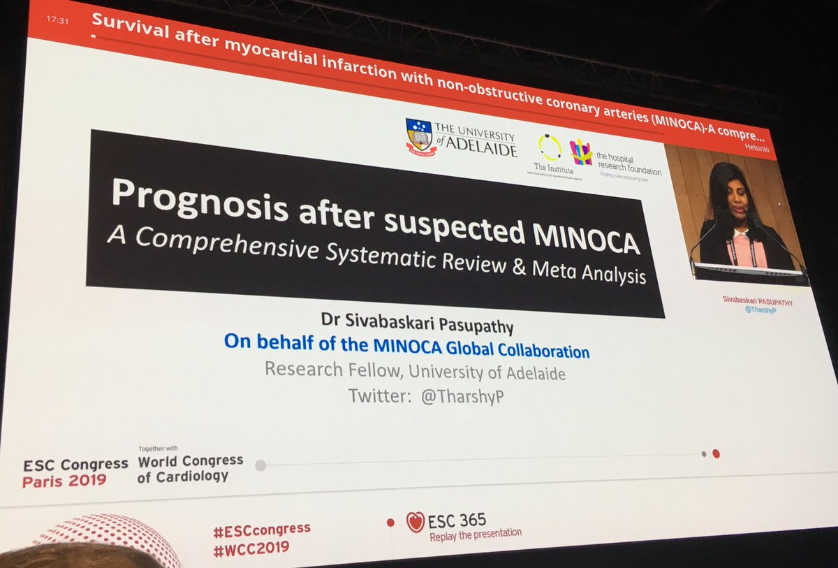<a href="/TharshyP/">Tharshy Pasupathy</a> #MINOCA #ESCCongress #WCC2019