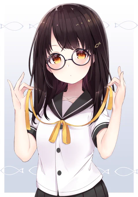 丸眼鏡。
眼鏡なし差分。 