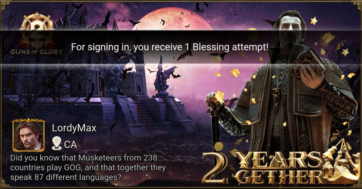 MaxleBill's tweet image. [Hot Event] Celebrate 2nd Anniversary with Guns of Glory! gog-news.kingsgroupgames.com/api/gog2ths/th…