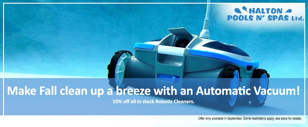 haltonpools's tweet photo. Make Fall clean up a breeze with an Automatic Vacuum! 10% off all in stock Robotic Cleaners. September 2019 Only https://t.co/AbDOBHqUDj