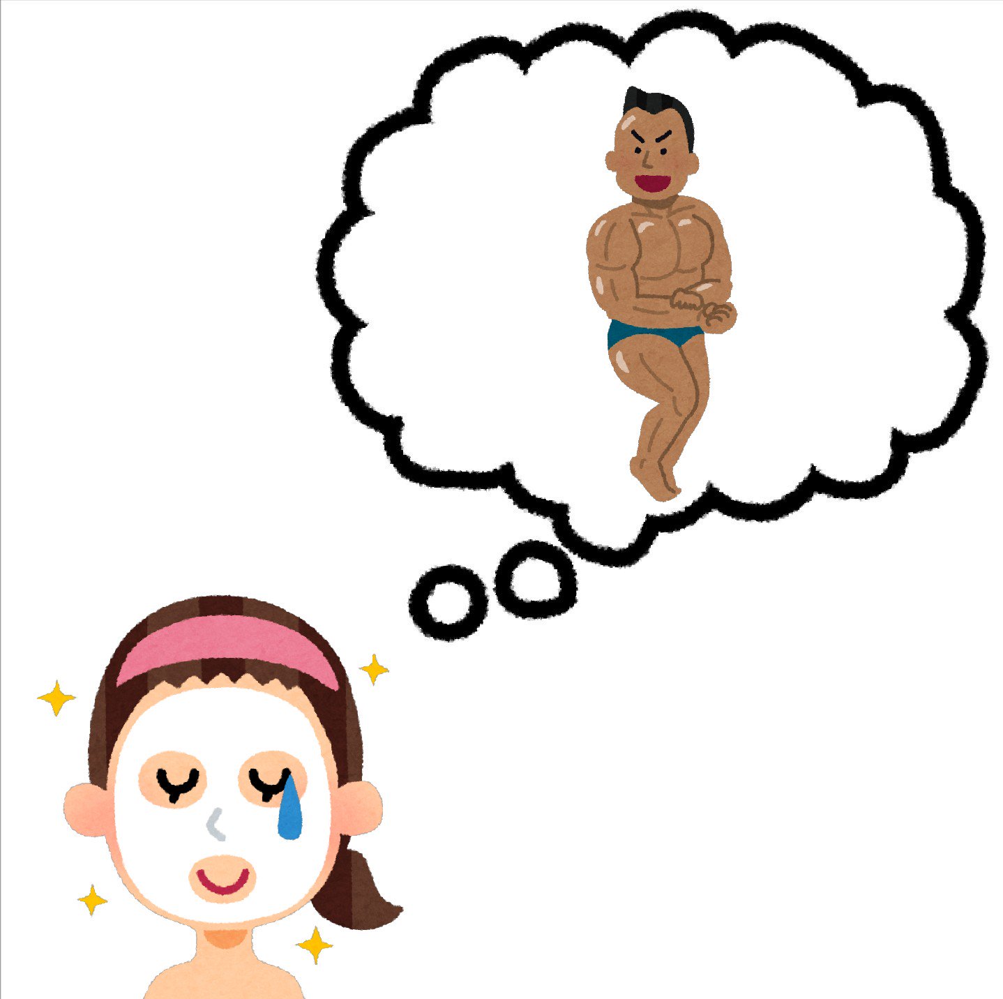まいチクをいらすとやで再現 Dayukoume 再現難易度 使ったイラスト 4枚 ふきだしのイラスト ボディービルダーの イラスト フェイスパックをしている女性のイラスト 美容 漫符のイラスト 汗 まいにちチクショー T Co Smlcmyrskl Twitter