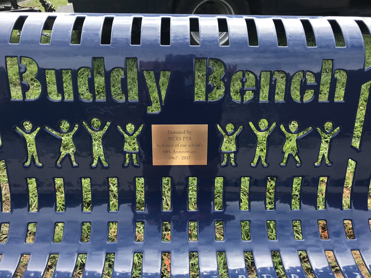 WCESCougarAACPS's tweet photo. Did you know Waugh Chapel now has a buddy bench? If you need someone to play with, have a seat and friends will come running! #teamwaughchapel #aacpsawesome @AACountySchools https://t.co/bj9xG5MebL