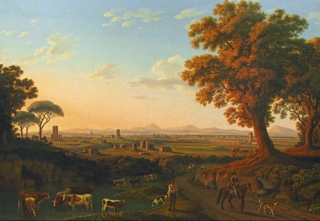 parcoappia's tweet photo. Nel 1796 il pittore tedesco Jacob Philipp Hackert ci regala un dipinto dove sullo stondo vediamo Tor di Mezzavia tra Roma e Albano e Torre Appia, non più presente nel panorama del #ParcoAppiaAntica perchè crollata negli anni settanta del XX secolo [Guardiaparco P. Parisi] https://t.co/YwIBFQgClS