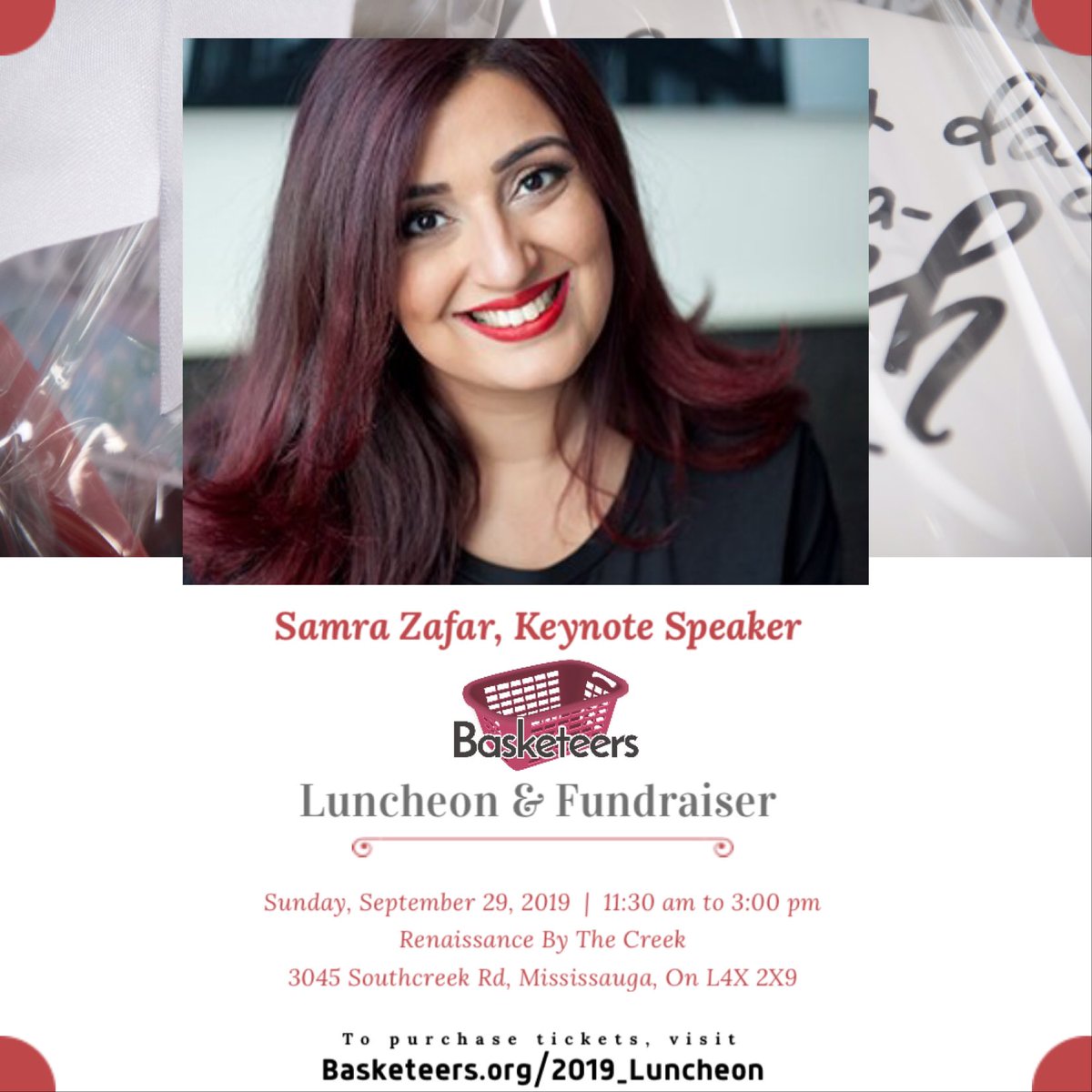<a href="/The_Basketeers/">The Basketeers</a> Luncheon is 90% Sold!
Register to celebrate 20 Years of the Assisting Women in New Beginnings with the Basketeers.
$60 per person/$480 to reserve a table
Click here to register and pay:
basketeers.org/2019_luncheon
<a href="/iamsamrazafar/">Samra Zafar</a> #women #endVAW #Toronto