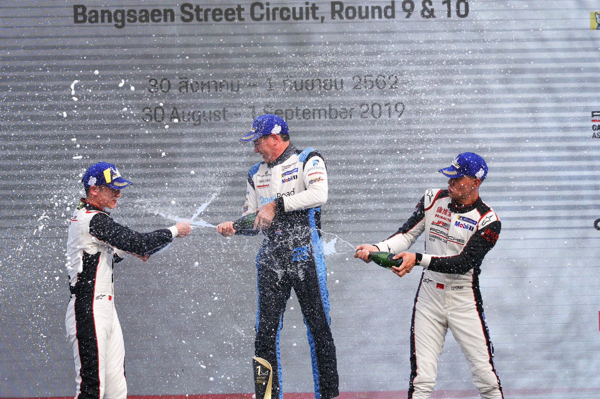 carreracupasia's tweet photo. #OpenRoadRacing’s @FrancisTjia emerged victorious for #CarreraCupAsiaProAm after bold maneuvering from a P2 start saw him immediately overtake P1 starter #BaoJinlong of #ZhengTongAuto, who finished 2nd... https://t.co/zNAiuXYYVM