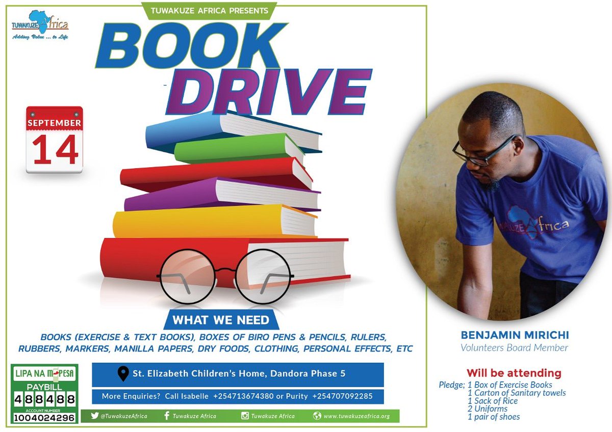 TuwakuzeAfrica's tweet photo. Despite being many many kilometres away, Mr. Benjamin Mirichi says nobody can stop reggae!The volunteerism enthusiast and live bands aficionado has decided to throw his weight behind the Annual Tuwakuze Bookdrive!
We are grateful for your kind contribution.
#BookDrive2019 https://t.co/goEihENN3y