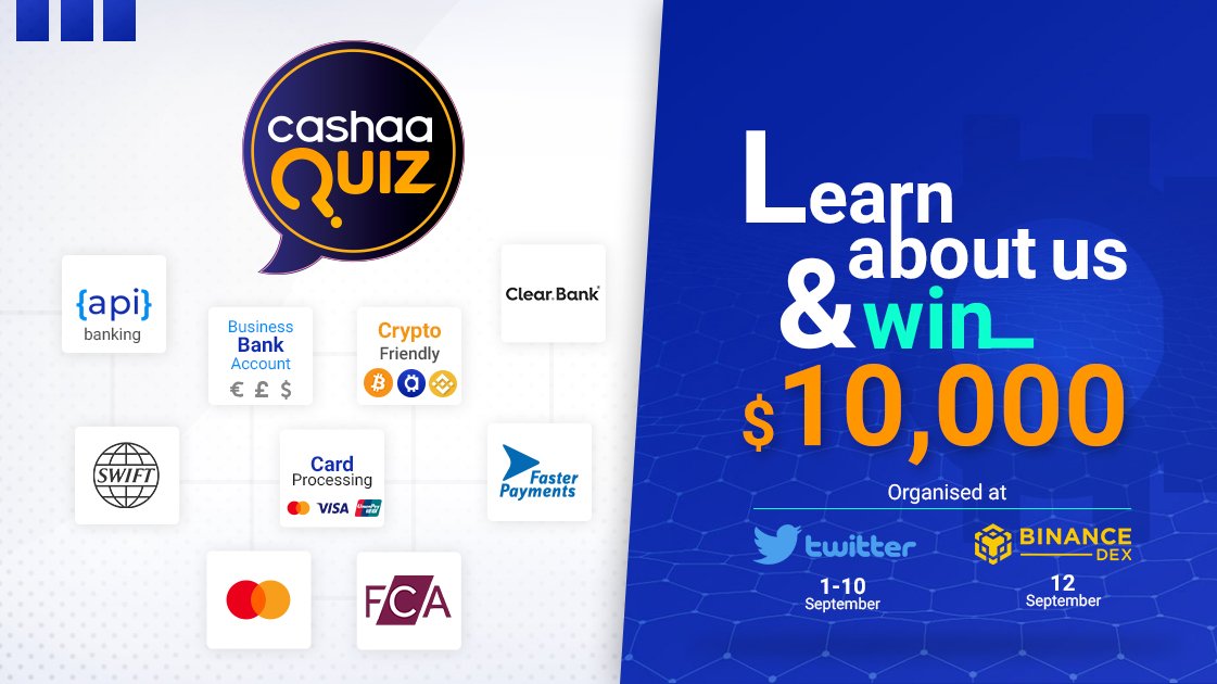 Here is the first question of our quiz competition:
Which businesses can #Cashaa onboard?
a) European
b) USA 
c) Worldwide except sanctioned countries
d) Worldwide except USA &amp; sanctioned countries 
bit.ly/2zx2xKl #CAS #Binance #BinanceDEX @Binance @BinanceDEX <a href="/kg_Cashaa/">Kumar Gaurav</a>