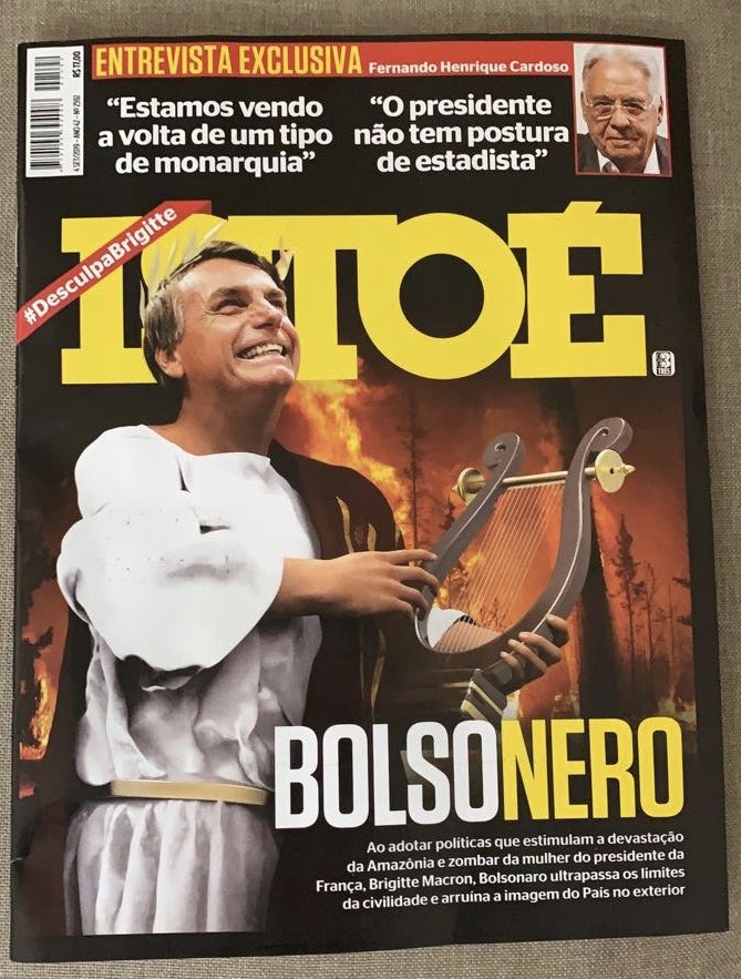 Capa da Istoé: 
“Bolsonaro:Ao adotar políticas que estimulam a devastação da Amazônia e zombar da mulher do presidente da França, Brigitte Macron,Bolsonaro ultrapassa os limites da civilidade e arruina a imagem do País no exterior.”#Istoe #Bolsonaro #MarcoAntonioVilla  #Amazonia