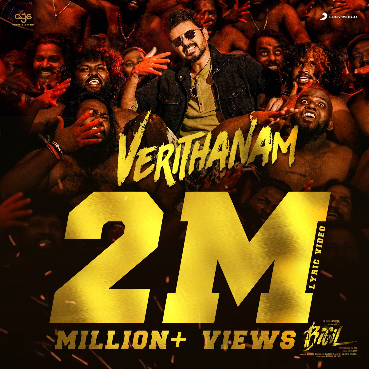 SonyMusicSouth's tweet photo. Hitting the mighty 2️⃣ MILLION+ REAL-TIME VIEWS ! 💥💯🔥

#Verithanam is truly on fire ! 🔥🔥🔥

➡️ https://t.co/594L9TBrxB

#BigilDiwali

@actorvijay @arrahman @Atlee_dir @Ags_production @archanakalpathi @Lyricist_Vivek https://t.co/0kpheq7aEy