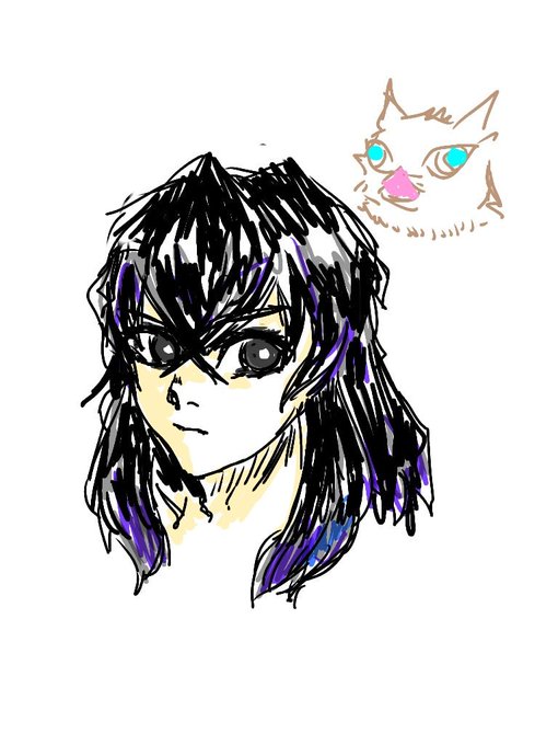 ボラギノさんがTwitterに投稿した嘴平伊之助(鬼滅の刃)のイラスト。