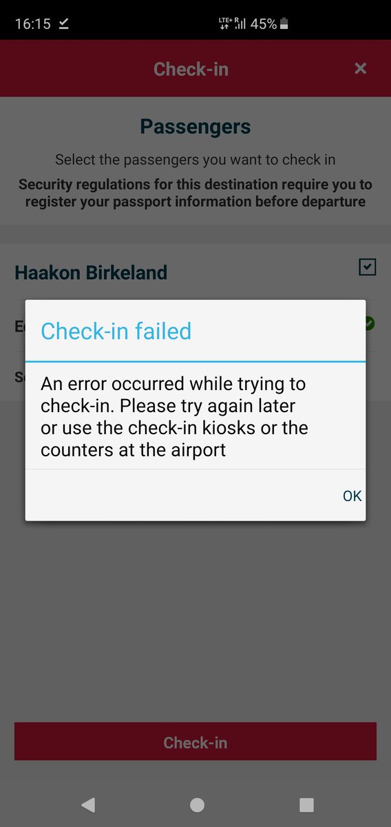 Brokehan's tweet photo. @FlyNorwegianNO har dårlig tid og får ikke sjekket inn på nett eller appen deres. Hadde samme problem på fredag.. Hva kan grunnen til dette være? https://t.co/4GTZIWyZcf