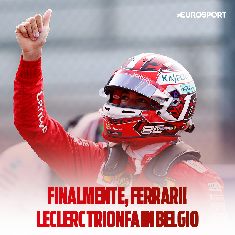 Eurosport_IT's tweet photo. FINALMENTE FERRARIIIIIIIIII! 👏👏👏👏👏
LECLERC SUL PRIMO GRADINO DEL PODIO IN BELGIO 🏁🇧🇪

Il Cavallino Rampante torna a vincere dopo quasi un anno, prima succeso per il monegasco in F1 🎉🎉🎉🎉

#BelgiumGP | #Ferrari | #Leclerc https://t.co/5eWgiIbahy