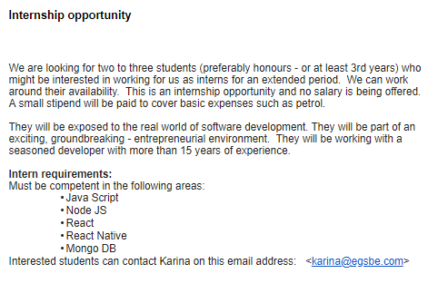 IT students here is an opportunity to make money while studying. 
Please RT for awareness ^TM