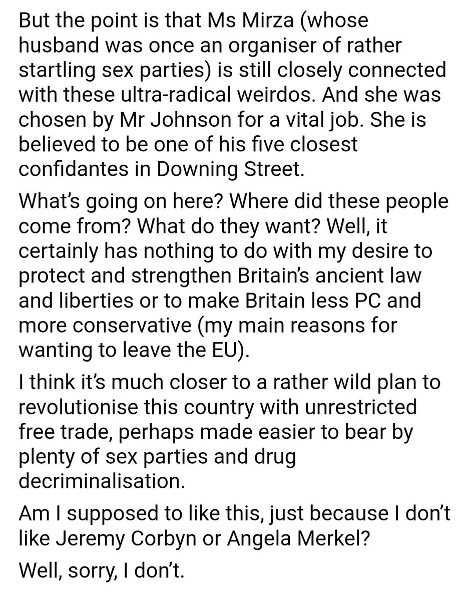 Peter Hitchens touts the idea that Johnson was never a conservative, least of all when he was Mayor of London. He goes on to recall his links with Living Marxism, a grouping which has spawned the likes of the whacky barrister Barbara Hewson and the Brexit Party MEP Claire Fox.