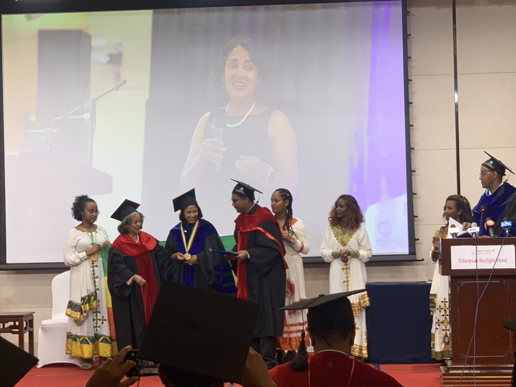 BalkachewN's tweet photo. Prof. Senait Fisseha was given honorary Doctorate degree of Public health from @SPHMMC_Official for her unparalleled contribution to improve women’s health in Ethiopia and beyond. Proud working with her. Congratulations @DrSenait. Keep shining. https://t.co/CoG7CFLmAD