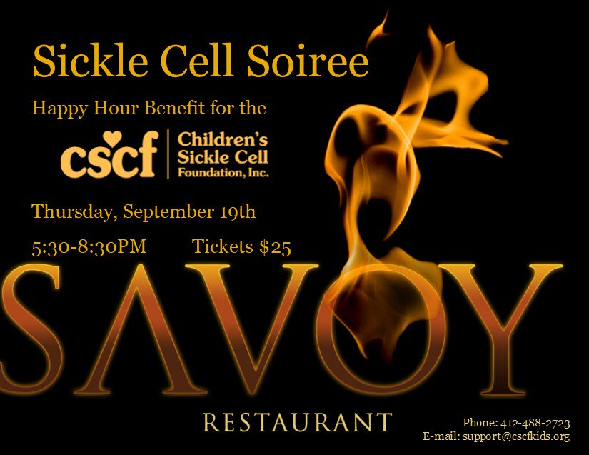 CSCFkids's tweet image. Hurry and Get Your Tickets for the Sickle Cell Soiree Happy Hour Benefit at SAVOY 9/19! - mailchi.mp/5276259b187a/h…