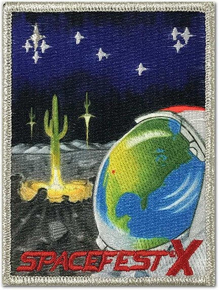 Spacefest's tweet photo. #SpacefestX #patch now available for sale on the @Novaspaceart website! Art by @abbygarrettX 
➡️https://t.co/hk00NWP942 https://t.co/uoLITkc3ha
