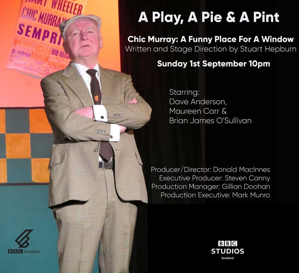 PlayPiePint's tweet image. Tune in to @bbcscotland tonight at 10pm for the first of six ppp plays to be presented by the BBC! #ChicMurrayAFunnyPlaceForAWindow is first up! 

#ppponthebbc #chicmurray #stuarthepburn #oranmorglasgow #comingsoontoatellynearyou