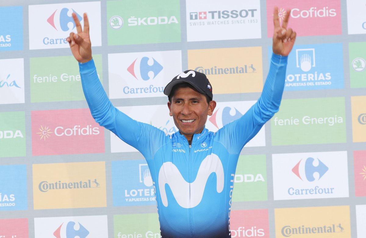 Movistar_Team's tweet photo. 🇦🇩 #LaVuelta19: Nairo Quintana es el nuevo líder de la Vuelta Ciclista a España 🔴🔴

1. @NairoQuinCo
2. Roglic (TJV) +6"
3. López (AST) +17"
4. @alejanvalverde +20"
5. Pogacar (UAD) +1'42" https://t.co/VzK9FEBG9r