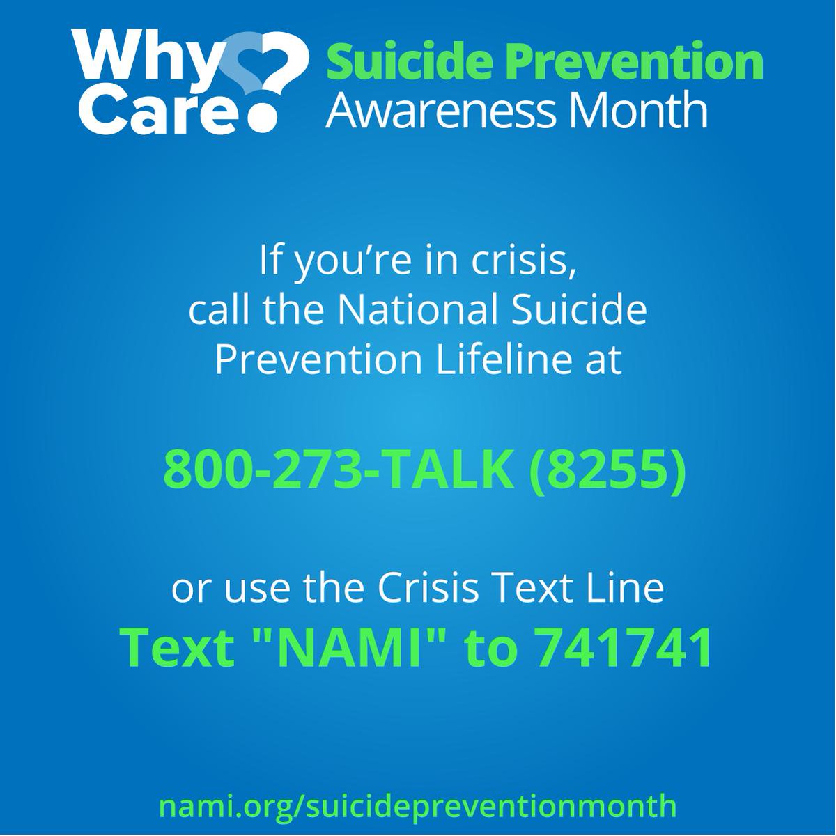 September is #SuicidePreventionMonth. All month long, we’ll be working alongside our allies in the mental health movement to raise awareness for suicide prevention. If you or anyone you love is struggling, here’s how to find help ⬇️
