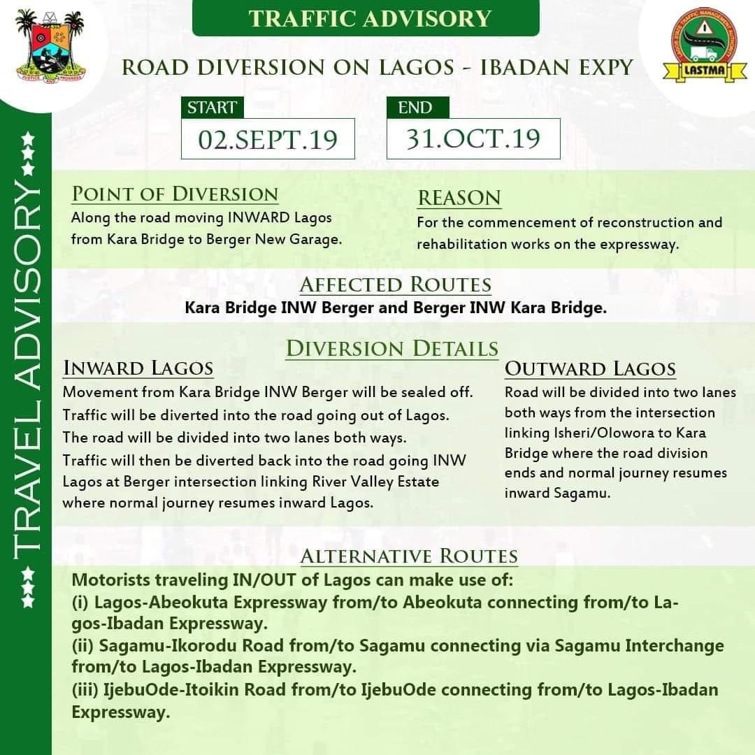 Lbslng's tweet photo. Travel Advisory
#LASG
#LAGOSBUSSERVICES
#TRAVELADVISORY
#LAGOSIBADANEXPRESSWAY
#MINISTRYOFWORKSANDHOUSING
#teamlbsl #lbslcares
#greaterlagos #lbsl #lagosbusreform #lagos #transportation #masstransit #publictransport #visitlagos #ilovelagos #lagossights #lagosbuses #golagos https://t.co/EOO5pQ7tyu