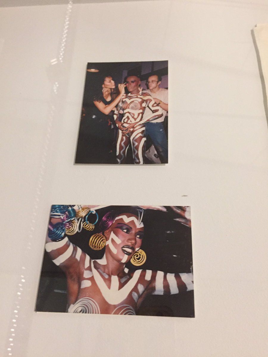 WritingHelena's tweet photo. Grace Jones, with body paint by Keith Haring. Vivienne Westwood sweater and skirt with Keith Haring design. From the very cool Keith Haring exhibition @tateliverpool https://t.co/AxcMbWv8U3