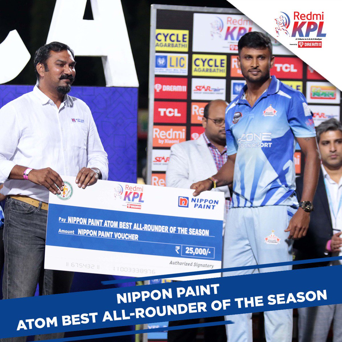 Namma KPL (@kplksca) on Twitter photo With splendid all round performance in the tournament, K Gowtham was the #NipponPaintAtom #BestAllrounderOfTheSeason. #KPL8 #NammaKPL #KPL #KPLNoduGuru <a href="/NipponIndia/">Nippon Paint India</a> With splendid all round performance in the tournament, K Gowtham was the #NipponPaintAtom #BestAllrounderOfTheSeason. #KPL8 #NammaKPL #KPL #KPLNoduGuru <a href="/NipponIndia/">Nippon Paint India</a>