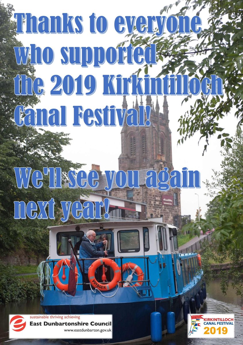 EDCouncil's tweet photo. That's all, folks! The 2019 Kirkintilloch Canal Festival has been another sparkling success. Thanks to everyone behind the scenes who made it possible and - of course - to the many, many people who enjoyed the events, activities and entertainment. Here's to 2020! #canalfest19 https://t.co/2LaLavrZw3