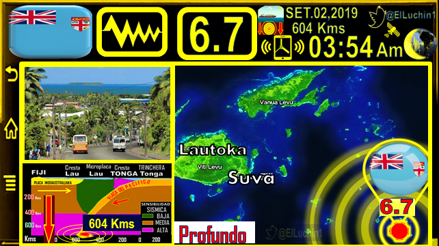 elluchin1's tweet photo. 🇫🇯➡#Terremoto 🔴6.7⚡🔶#Suva a 34 Kms al NorEste de #Ndoi Isla
⏱03:54 Am Madrugada🌌#Fiyi🇫🇯#2Septiembre
 
TAP Altamente PROFUNDO🔰604 Kms

Entre #Fiji🇫🇯 y #Tonga🇹🇴 
#Sismo #FelizDomingo
#Temblor #BienvenidoSeptiembre
 #1Sep #Earthquake https://t.co/S2fpj7t8Be