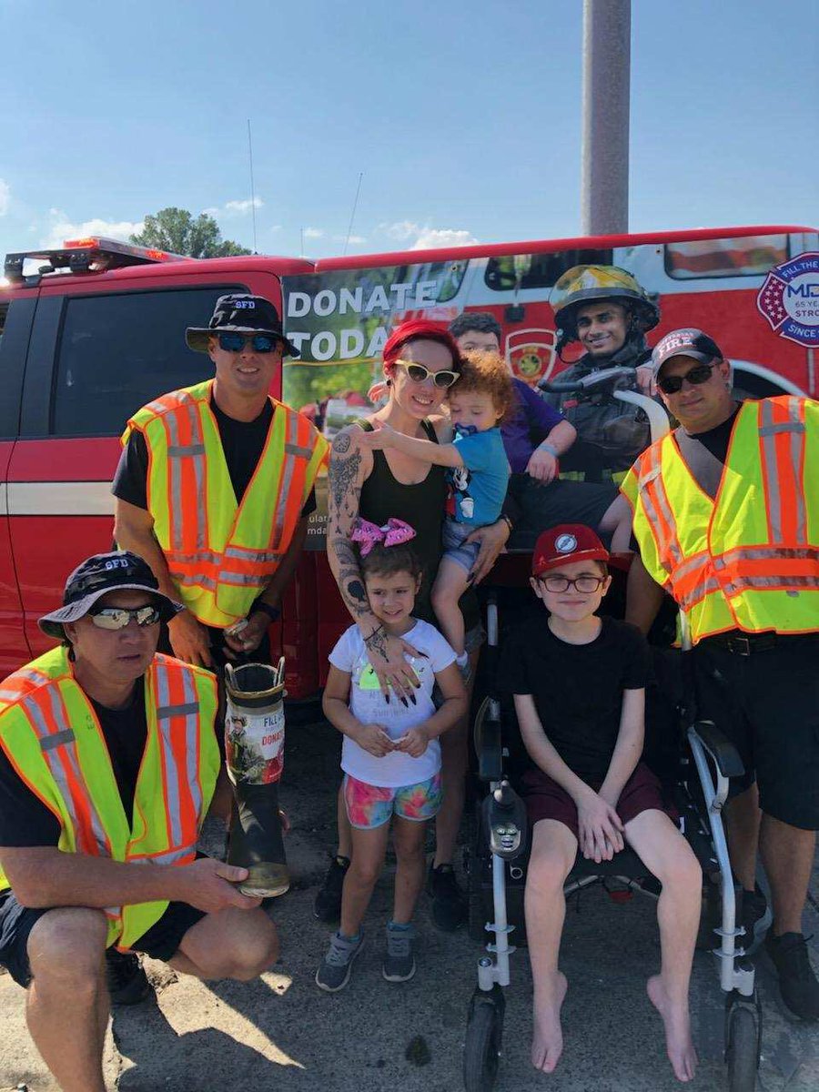 Young Morgan and his family stopped by to say a big Thank You to everyone who has helped us #filltheboot this weekend. Your donations give Morgan and others with muscle diseases the chance to attend a very special summer camp. Thanks to you, Morgan has gone to camp for 9 years.