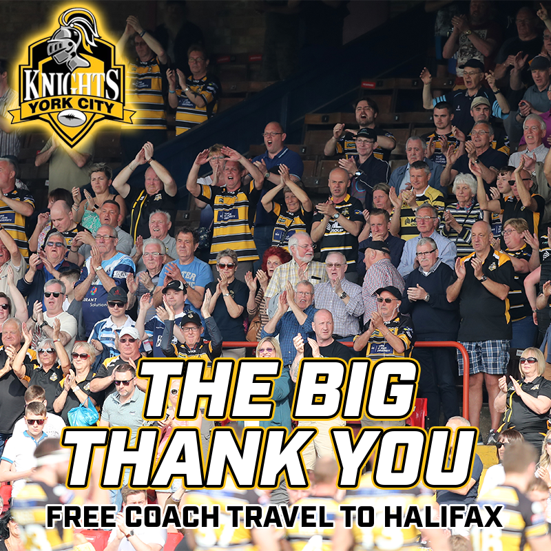 YorkRLFC's tweet photo. FREE TRAVEL TO HALIFAX!
As a thank you for your incredible support in 2019, we are running buses to Halifax for FREE!
Email info@yorkcityknights.com with your name, the spaces you need and a contact number. we will get back in touch with you - spaces are limited so move fast! https://t.co/1tKQQsp6Lm