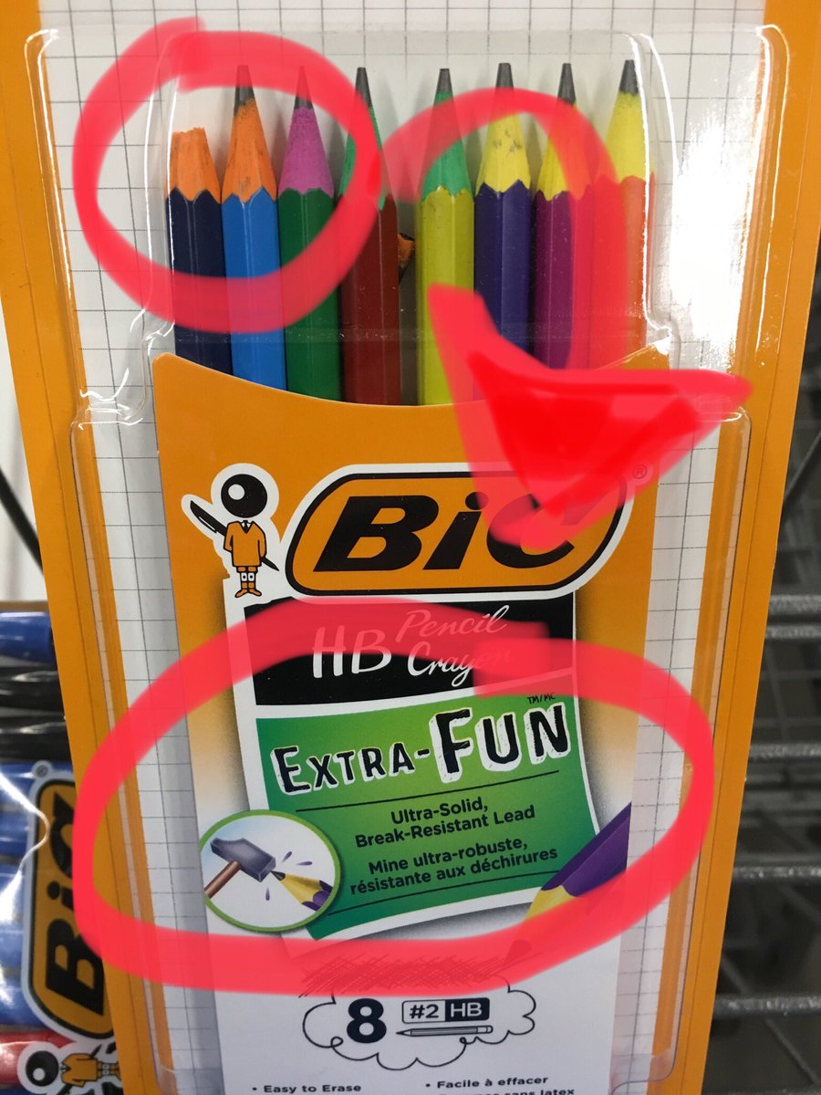 Shane100degrees's tweet image. Hmmm @bicpens I’m looking for extra fun writing utensils but I’m passing on these #ultrasolid #breakresistantlead #extrafun because they aren’t as advertised it’s more like #extraLIES #falseadvertising #handlewithcare #fragile. Is this your issue or @Walmart’s issue?