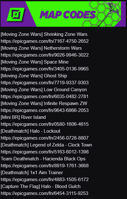 1HP_Medic's tweet photo. All Updated Season X Map Codes
#fortnite #twitch #esports #twitchstreamer #Fortnitecreative #zonewars #stormwars #scrimclinic #fnscrims #fortnitecompetitive #FortniteSeason10 #fnpl #procord #praccord #atlantis #fortnitescrims #fortniteworldcup #1HP #halo #worldofwarcraft #zelda https://t.co/eJbprIUhiz