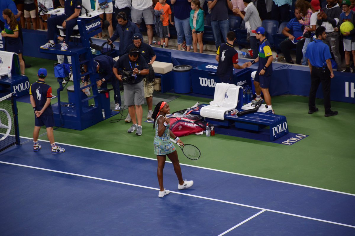 _TrizzyTray's tweet photo. Last night’s sportsmanship of Naomi Osaka towards young phenom, Coco Gauff, reinforces why I love this sport. Such a class act! These are some shots I got of them earlier in the week at the Open. #class #USOpen2019 #sportsmanship #NaomiOsaka #CocoGauff https://t.co/1cDvuClUxC