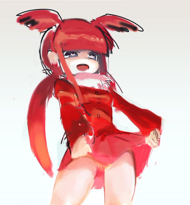 スカート扇いで涼んでるショウジョウトキちゃんです 