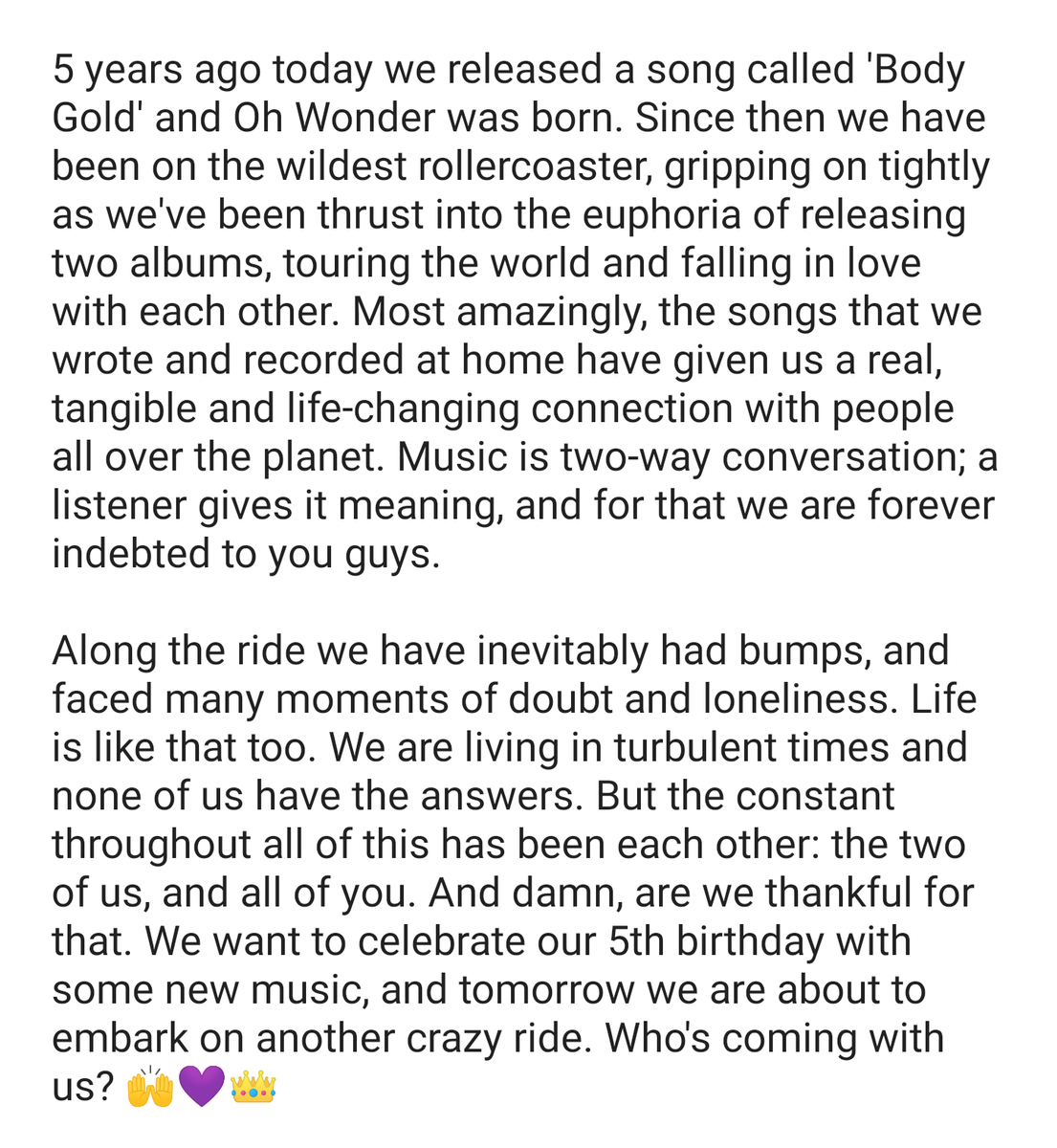 OhWonderMusic's tweet photo. 01/09/19 https://t.co/TBX7WI22CV