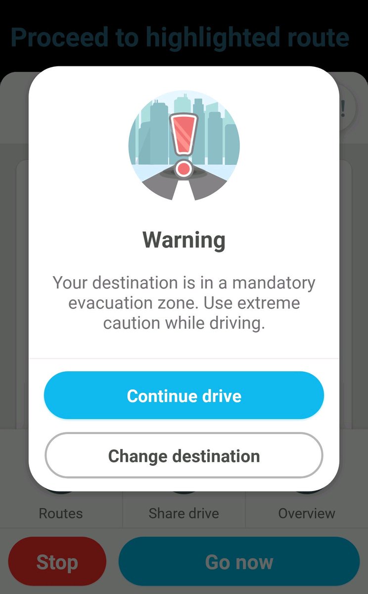 Waze_Southeast's tweet photo. Evacuation zones for several counties in #Florida have been issued and have been activated in the @waze app. A pop up alert will be received if your destination is in an evacuation zone. Navigate around evacuation zones if possible. #veoc #HurricaneDorian https://t.co/tYUtxzFXvB