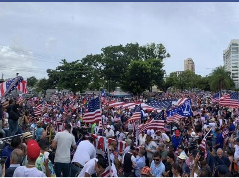 amigoaguilar's tweet photo. Today approx 2000 US citizens of #PuertoRico took to the streets to demand statehood for the Island. The majority of the ppl have voted twice for it &amp; now -per @gallup- 2/3 of mainland Americans support it. @realDonaldTrump &amp; Congress act now to respect the will of #WeThePeople. https://t.co/1V0uJth0PH