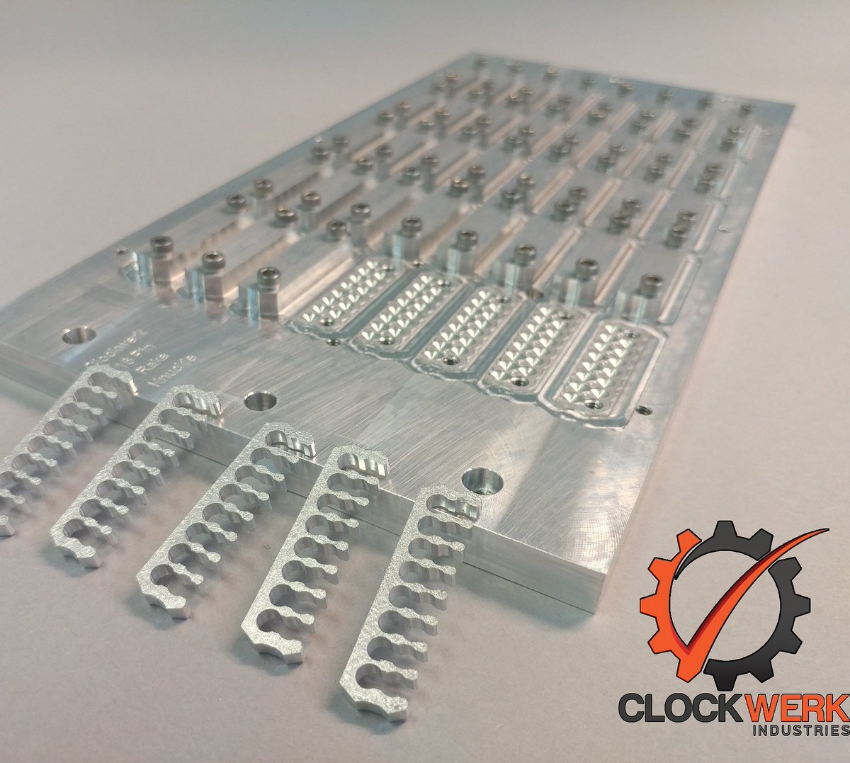 ClockwerkPC's tweet photo. 16 Pin Rake Comb fixture machined on the @Tormach #770m almost done with all the standard rake and knuckle comb fixtures! Then its cube fixtures and panel mount fixtures! https://t.co/ubbSfswqQ7