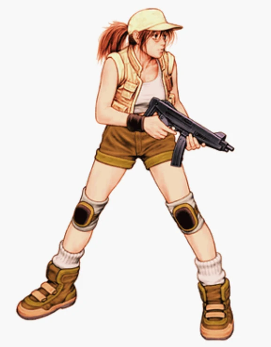 This is a female SNK character who can pilot mechas too if you wanna merge ...